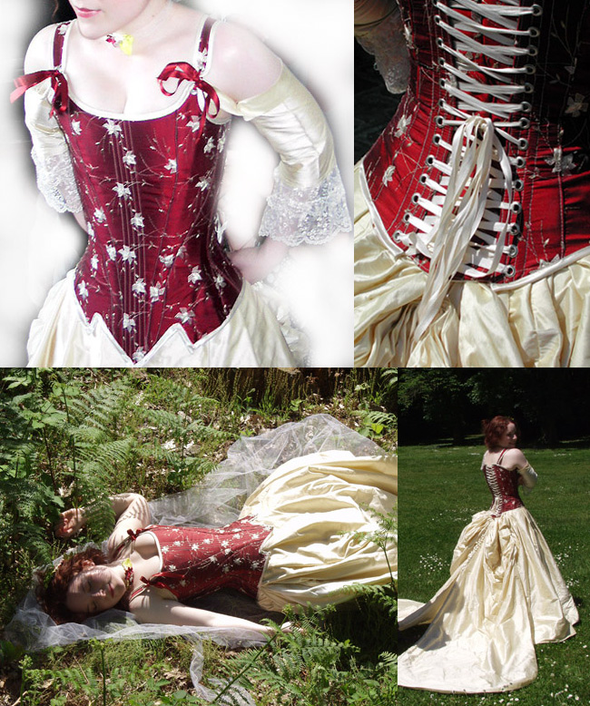 robe de mariee originale baroque bordeaux rouge corset conte de fees Volute Orléans Loiret