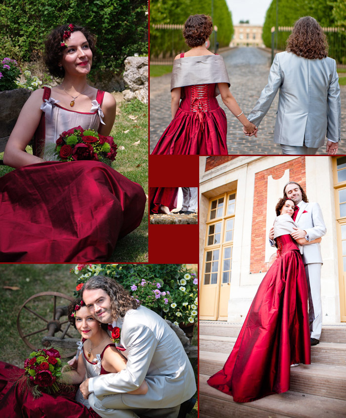 robe de mariee originale baroque bordeaux rouge corset Volute Orléans Loiret