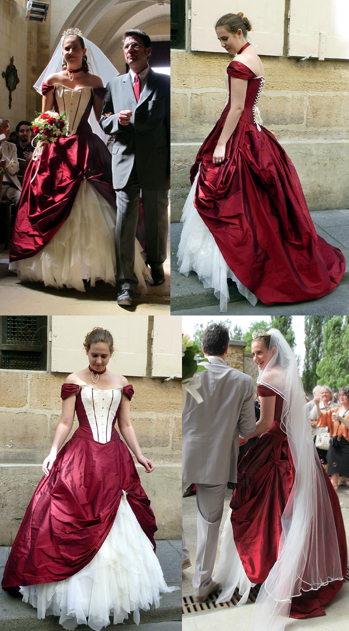 robe de mariee originale baroque bordeaux rouge corset Volute Orléans Loiret
